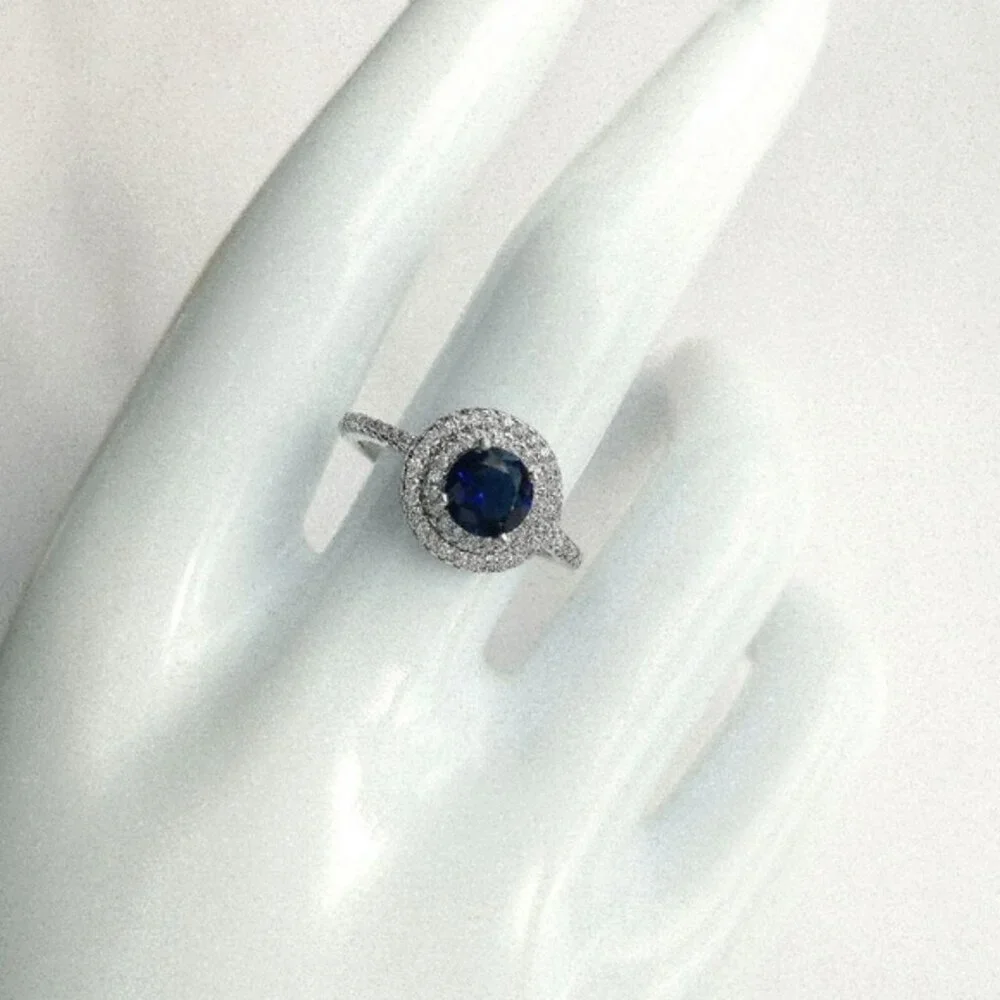 Lab Created Sapphire CZ Halo Ring size 8